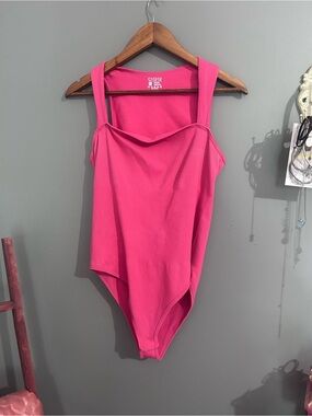 Hot Pink Ribbed bodysuit